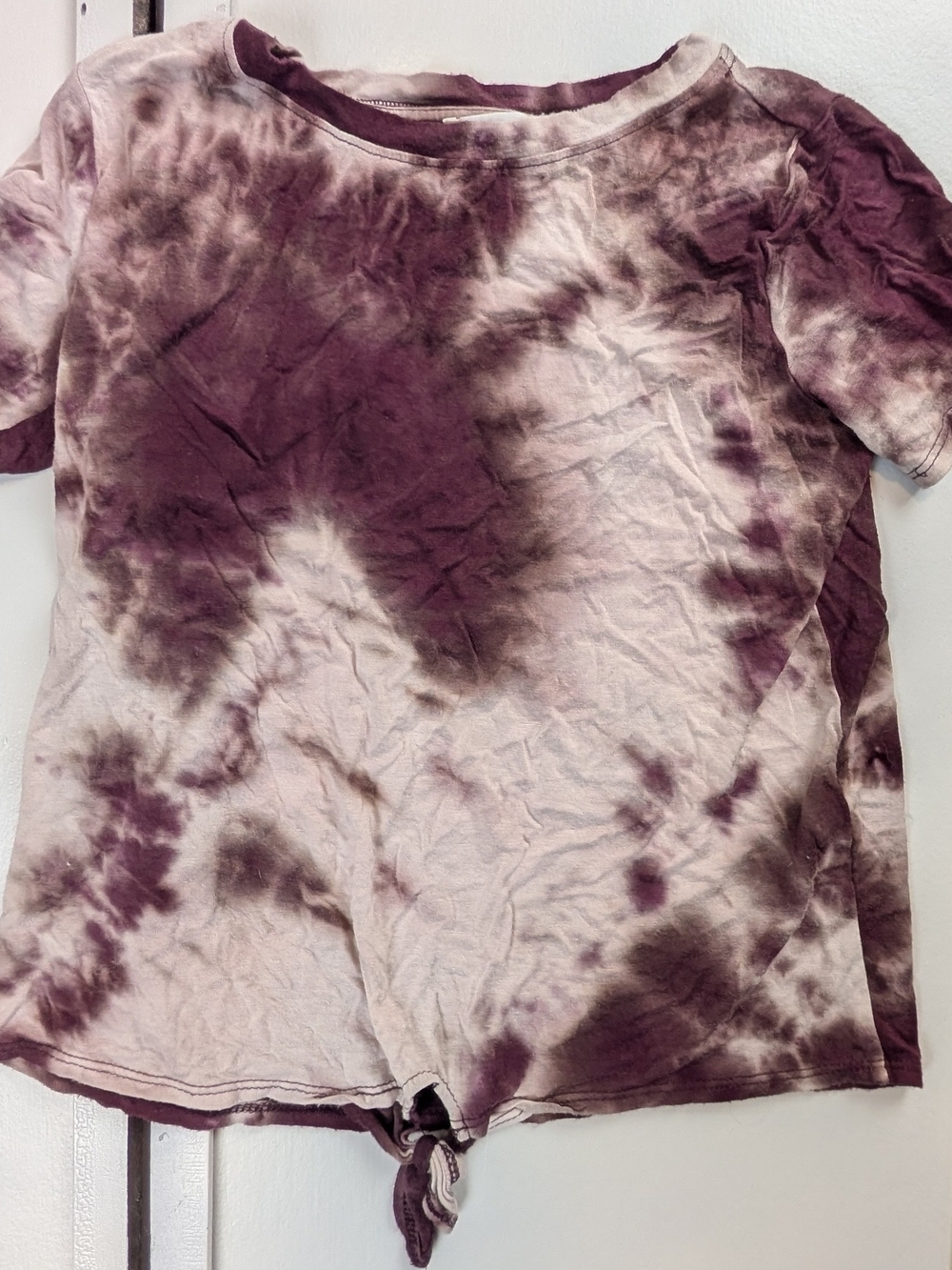 Girls' Tie-Dye Short Sleeve Tee in Plum and Cream